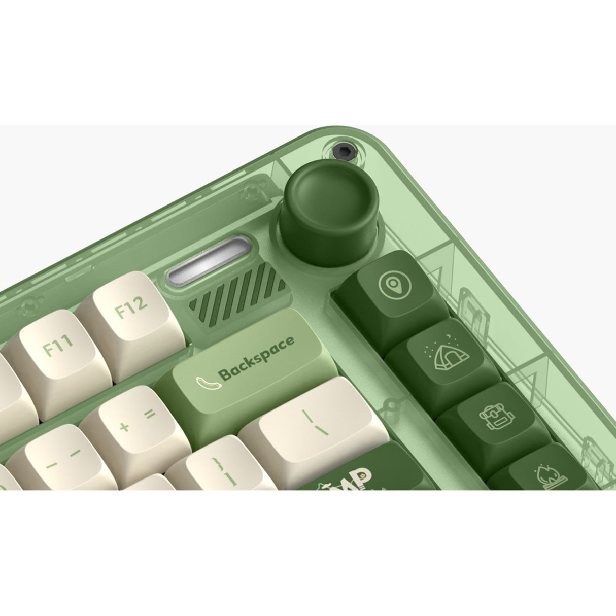 Iqunix zx75 camping trådløst mekanisk tastatur (grøn, us-layout (qwerty), cherry mx brown, 75%, rgb-lysdioder, hot-swappable, double-shot pbt, 2,4ghz | bluetooth 5.1 | usb-c)