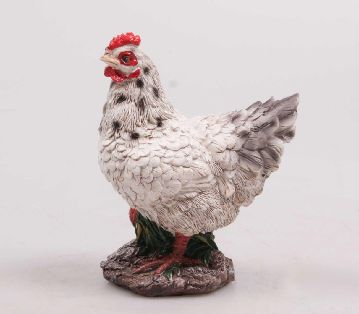 Bondetræ dyr havestatue kylling mini hvid 5x5x12cm