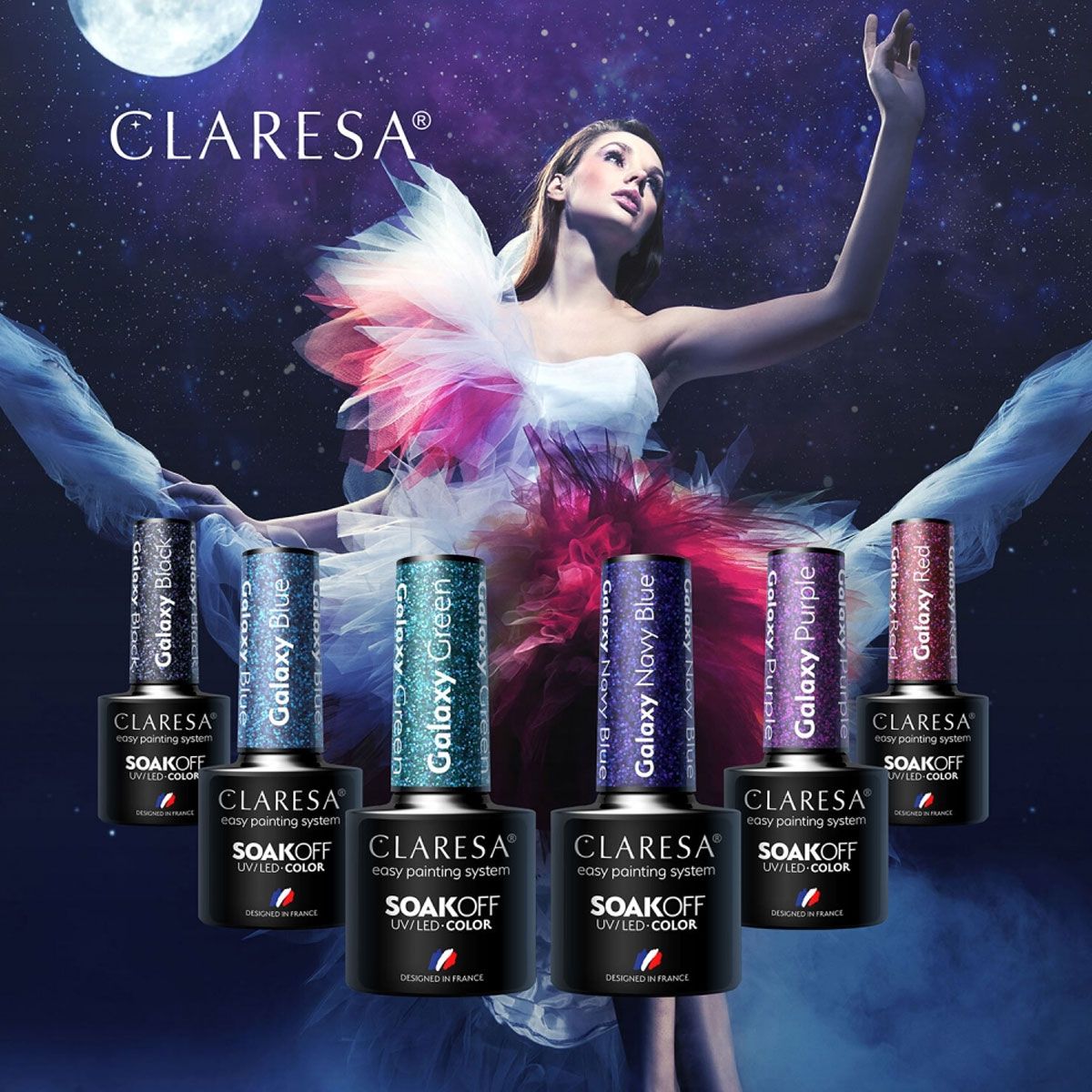 Claresa UV LED Gel Polish 5ml Galaxy Rød