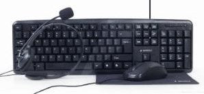 Enzo gembird hjemmearbejdssæt sort tastaturmus + måtte og headset - 9510121