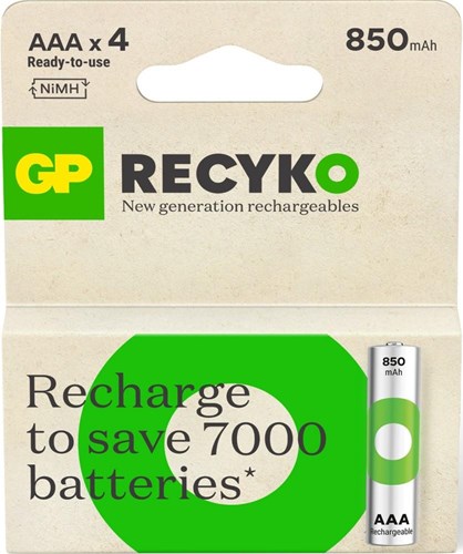GP Genopladelige AAA -batterier 850mAh NIMH 4PK