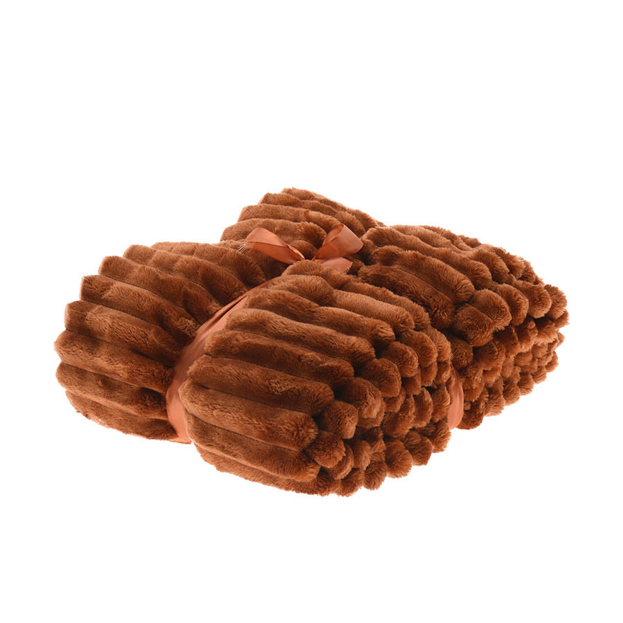 H s plaid rib roestbruin 130x150cm