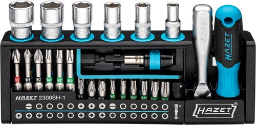 Hazet smartholder værktøjsholder 2300sh-1 | 1 4 tommer (6,3 mm) sekskantet massiv, 1 4 tommer (6,3 mm) firkantet hul | slidsprofil, krydshovedprofil ph, pozidrivprofil pz | 39 styk