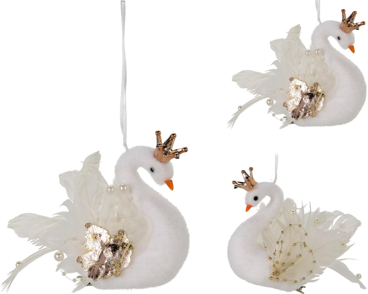 Home styling hængende deco-svane 17cm