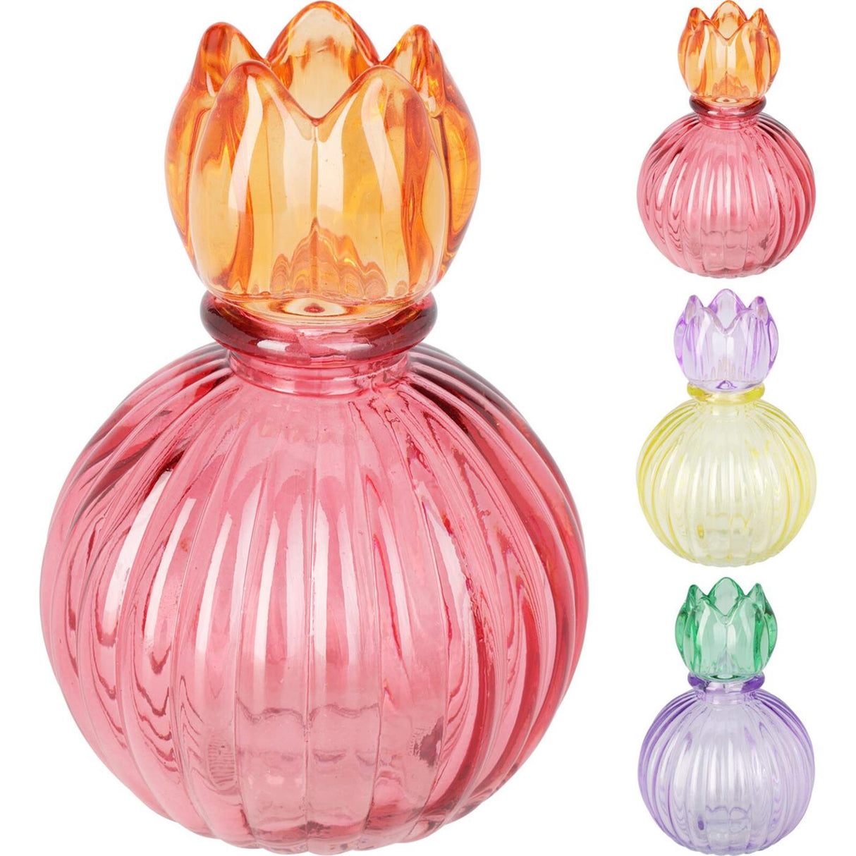 Home styling lysestage med tulip 3 ass. farve