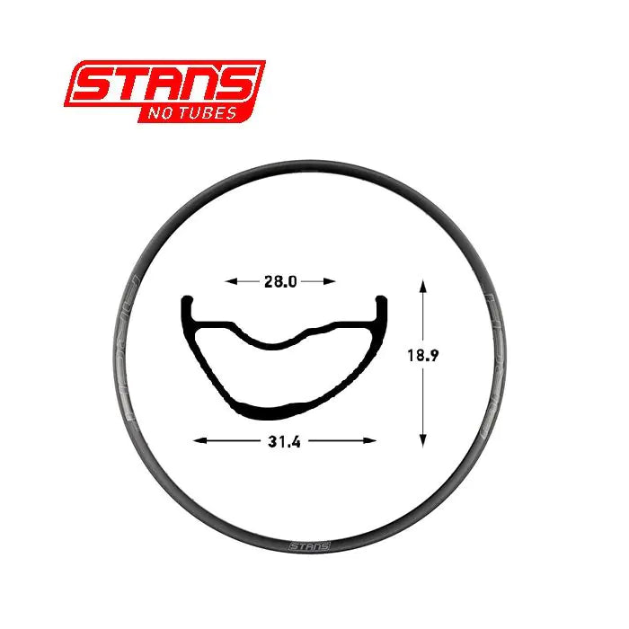 Stans notubes fælgbue mk4 27.5 650b 32h sort grå snt