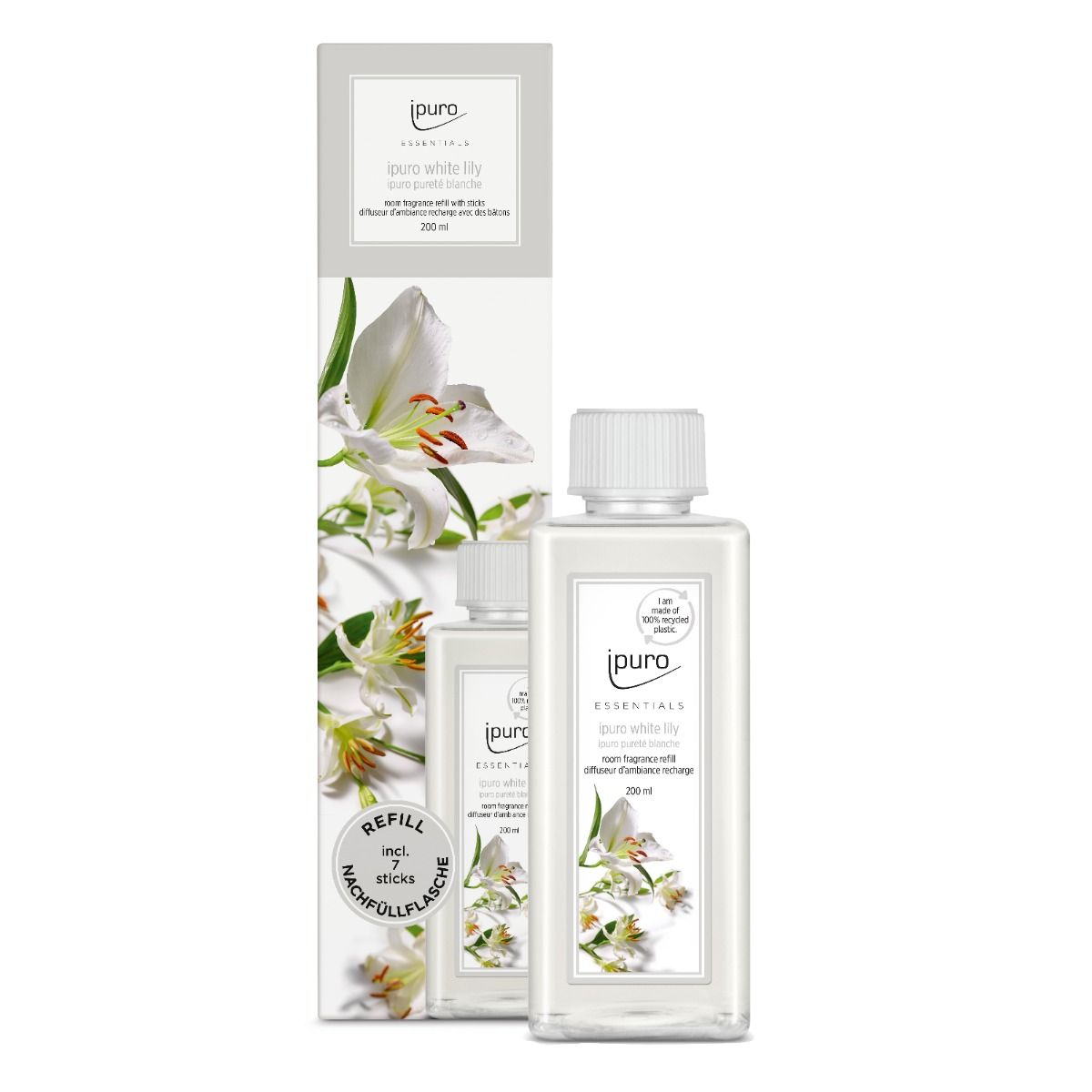 Ipuro duft diffuser refill hvid lilje 200ml