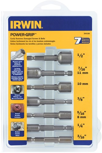 Irwin power grip sæt: 3 16"-1 2", 7 dele - ir394100