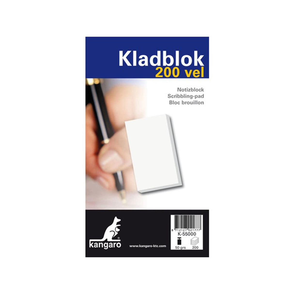 Kangaro notesblokke 200 ark 20x11,5 cm pakke med 10 stk.