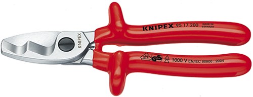 Knipex kabelsaks med dobbelte skærkanter dykisolering, VDE-testet 200 mm - 9517200