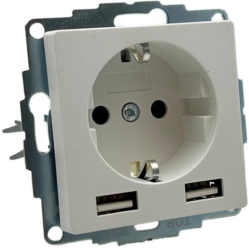Enzo kopp hk07 ren mat hvid indbygget fatning RA med 2x USB - 4624115