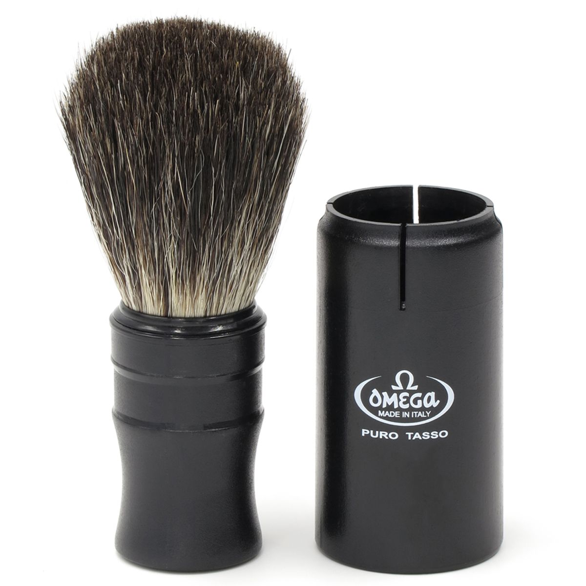 Omega barberbørste 100% sort grævling rejsebørste 9cm