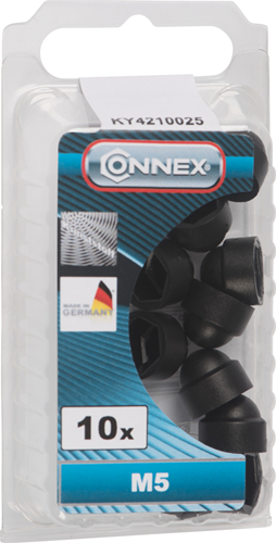 Connex dæksel hexagon m5 plastic 10 sort - ky4210025
