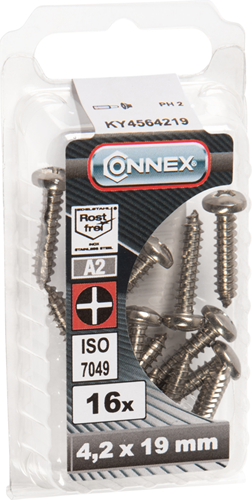 Connex metalpladeskrue pank 4,2x19 16stk a2 - ky4564219