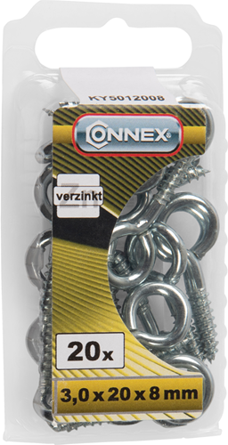 Connex øjeskrue 3.0x20x8 20 stk vz - ky5012008