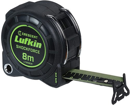 Lufkin målebånd shockforce nattøje 30mmx8m cm sort - l1125bcm l1125bcm