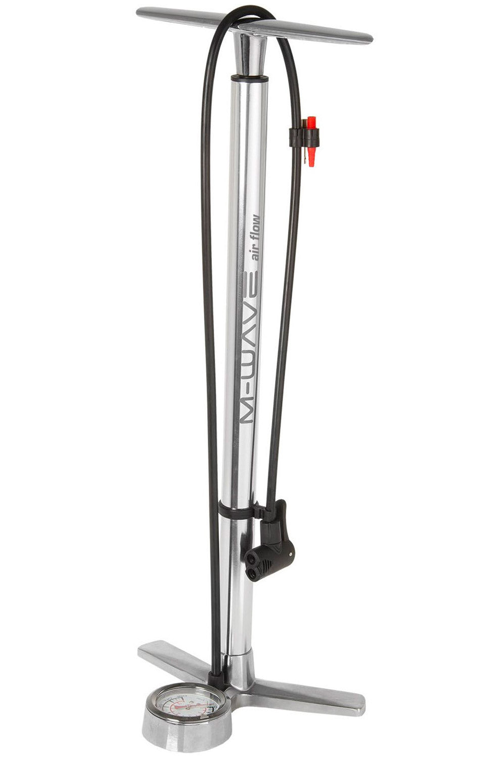 cykelpumpe med trykmåler aluminium 61 cm sølv