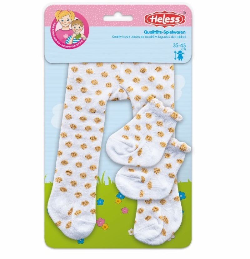 Heless strømpebukser med strømper guld prik (28-35 cm)