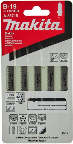 Makita tilbehør stiksavklinge b19 - t101br | 5 stk - a-85715