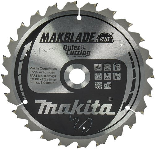 Makita tilbehør krydssavklinge | træ | q c 190x20x2,2 24t 5g - b-32437