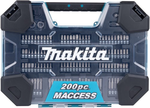 Makita tilbehør bore- og skruetrækker bit sæt 200 dele - e-22610