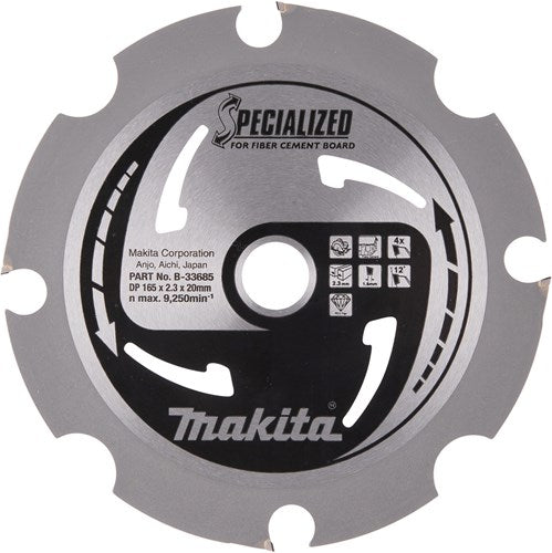 Makita tilbehør rundsavklinge | fibercementplade | pcd 165x20x2,3 4t 12g - b-33685