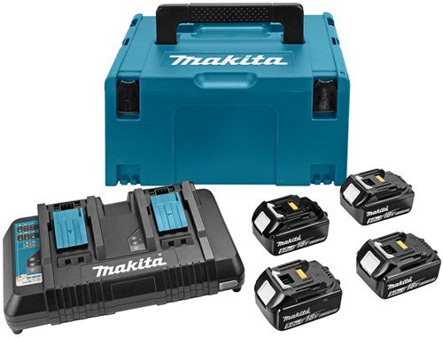 Makita 197158-5 | lxt batteri sæt 18v i mbox (4x 5.0ah bl1850 batteri + dc18rd duo oplader) - 197158-5