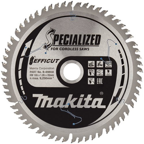 Makita tilbehør makita rundsavklinge til træ | effektiv | ø 165 mm akselhul 20 mm 60t - b-69864