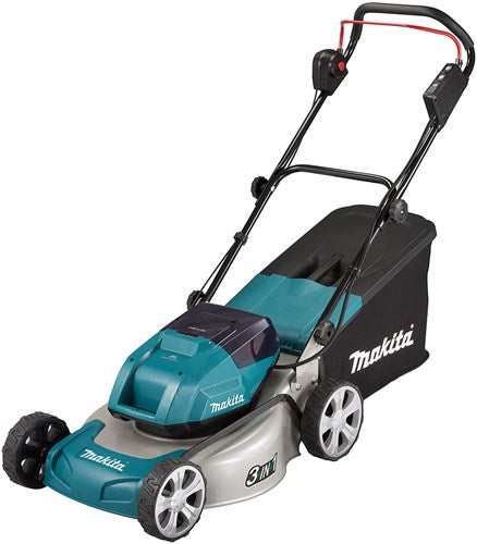 Makita dlm463pt2 | lxt 2x18 v batteri plæneklipper | 46 cm | 5,0 ah batteri (2 stk) | duo hurtigoplader | i æske