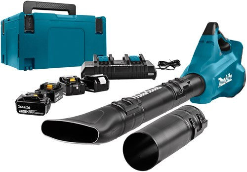 Makita dub362pt4j | lxt batteri løvblæser 2x18v i mbox (4x 5.0ah batteri + dc18rd duo oplader) - dub362pt4j