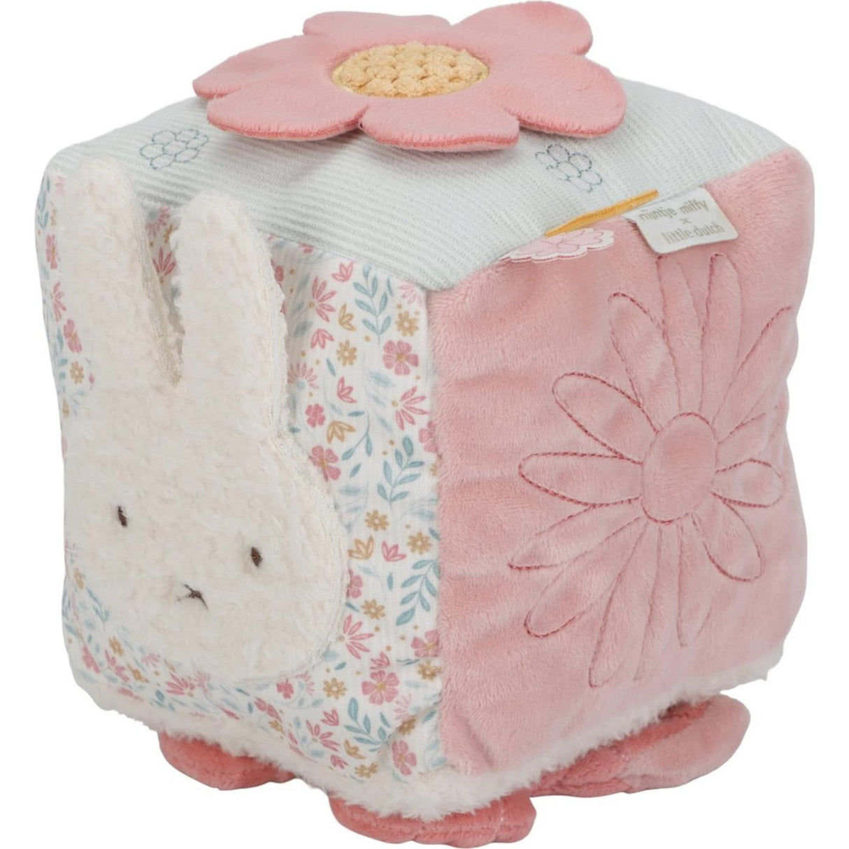 Lille hollandsk Miffy x - blød aktivitetsterning - heldig blomst