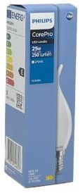 Philips LED-spidslys E14 2,2-25W 2700K filament mat - LED3722
