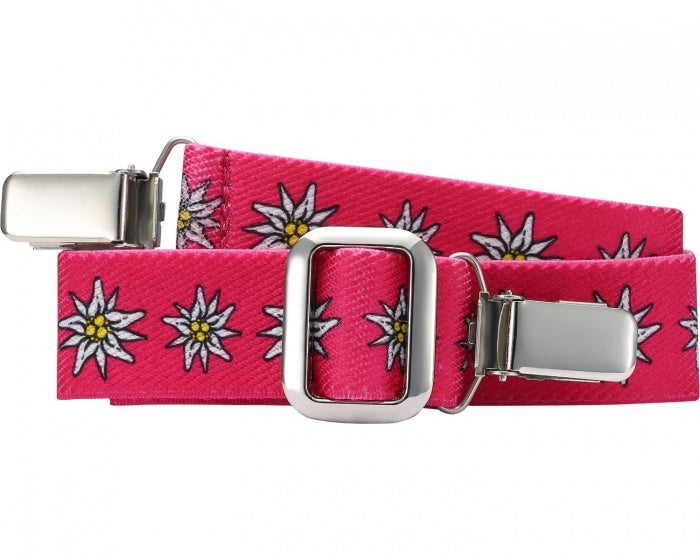 Playshoes bælte elastisk med kliprosa blomster juniorstørrelse 2