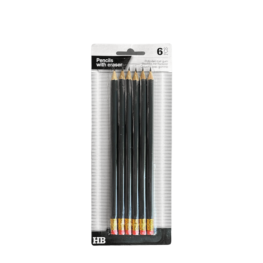 Potloden met gum hb 6 stuks
