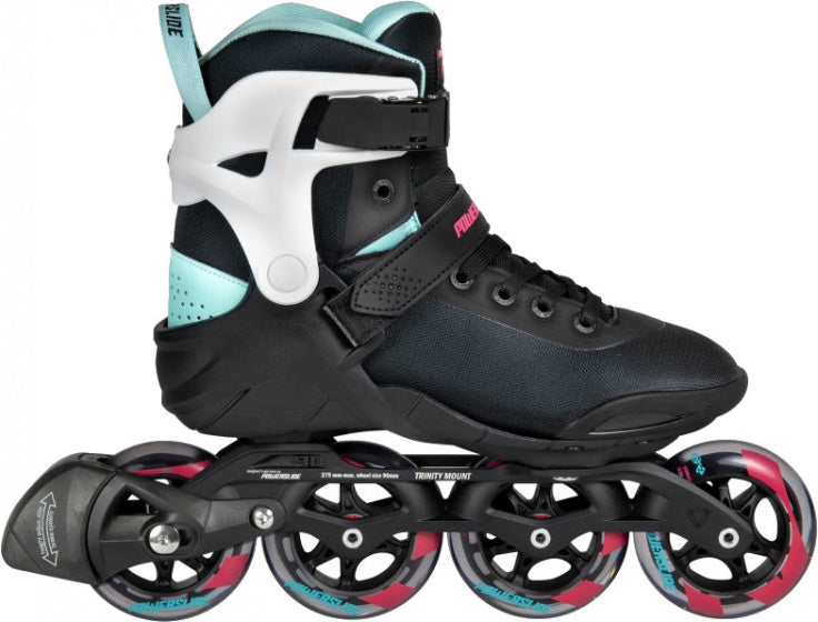 PowersLide inline Skates Radon Teal 90 Softboat 83A Black Mt 38