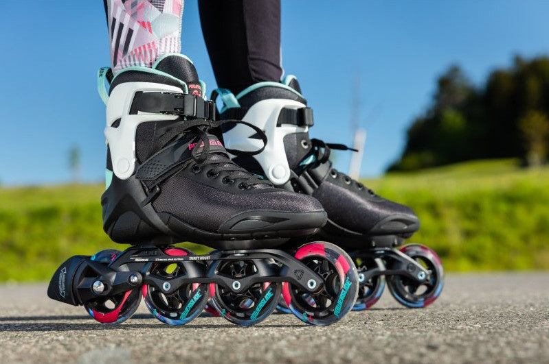 PowersLide inline Skates Radon Teal 90 Softboat 83A Black Mt 38