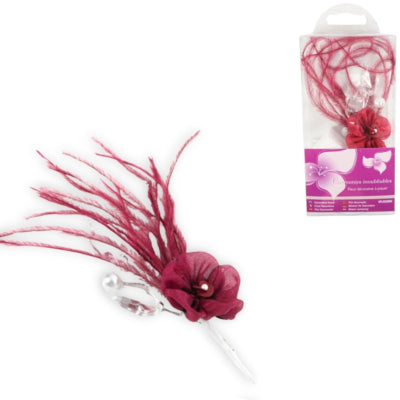 Corsage kunstig blomst bordeaux 14 cm | 24 stk