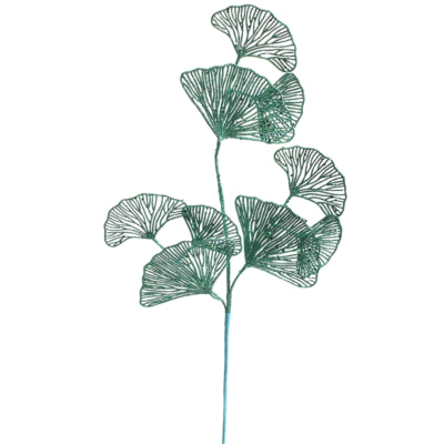 Kunstig gren ginko glittergrøn 70 cm | 36 stk