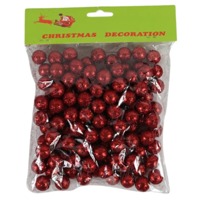 Julepynt glitterkugle rød 1,5 cm | 48 stk