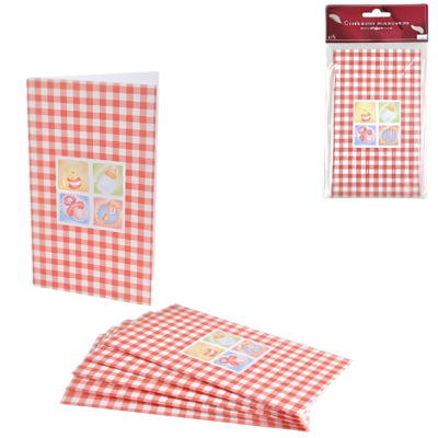 Baby shower kort tjekket rødt sæt af 6 | 24 stk