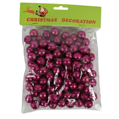 Julepynt glitterkugle pink 1,5 cm | 48 stk