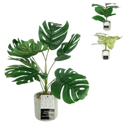 Kunstig plante i cementpotte 40 cm 3 assorteret | 12 stk