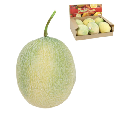Dekoration frugt melon gul grøn 15 cm | 6 stk
