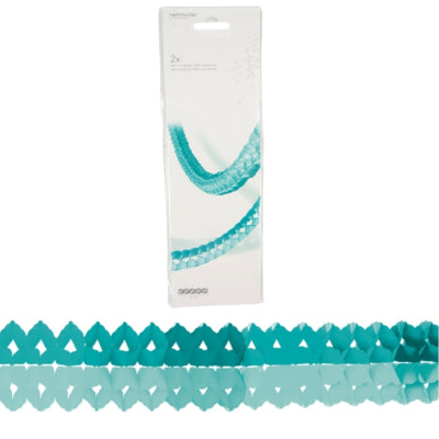 Amscan guirlande mini papir aqua 200 cm sæt med 2 | 20 stk