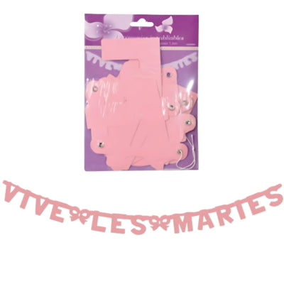 Bogstavguirlande vive les mariès pink 160 cm | 24 stk