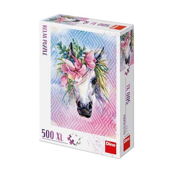 Dinotoys dino puslespil - enhjørning med blomster - 500xl brikker