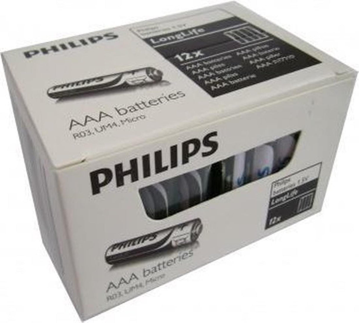 Philips batterier longlife aaa r03 æske med 12 blisterpakninger á 4 stk