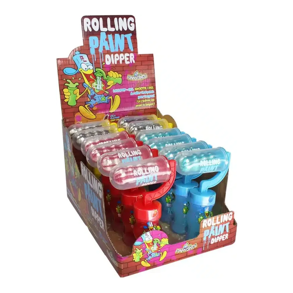 Sjove slik rullende maling dipper pop (12 stykker)