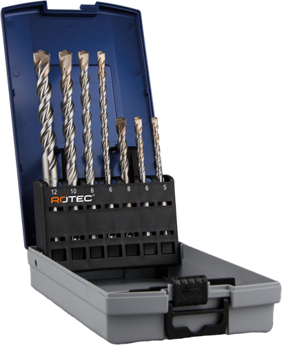 Rotec hammerboresæt | sds-plus | v afbryder | i abs kassette | 7 stk. - 900.1010k