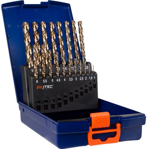 Rotec spiralboresæt '107', din338, uni-3, 19-delt, ø1-10 abs - 900.0056k - 900.0056k